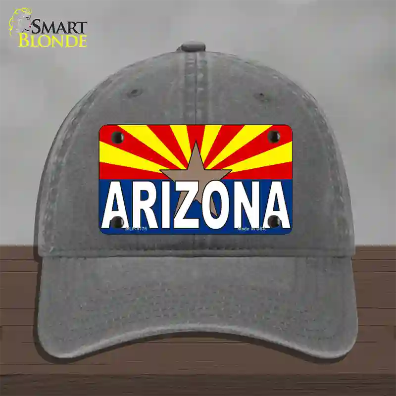 Arizona Flag White Arizona Novelty License Plate Hat Sign Unconstructed Cotton / Charcoal