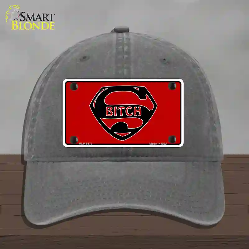 Super Bitch Novelty License Plate Hat Unconstructed Cotton / Charcoal