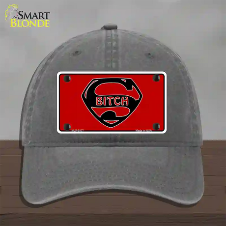 Super Bitch Novelty License Plate Hat Unconstructed Cotton / Charcoal