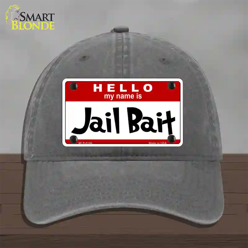 Jail Bait Novelty License Plate Hat Unconstructed Cotton / Charcoal