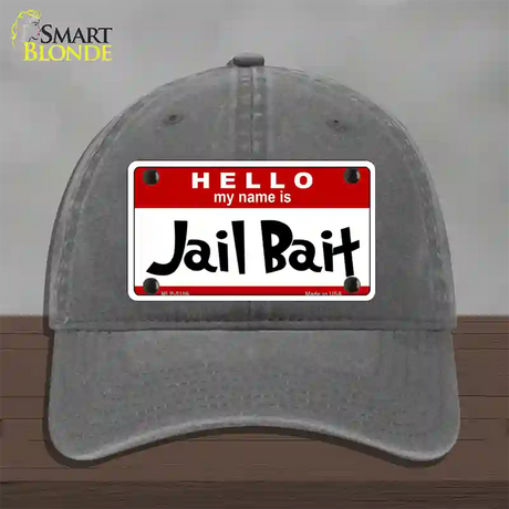 Jail Bait Novelty License Plate Hat Unconstructed Cotton / Charcoal