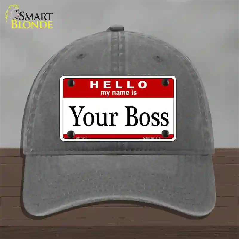 Your Boss Novelty License Plate Hat Unconstructed Cotton / Charcoal