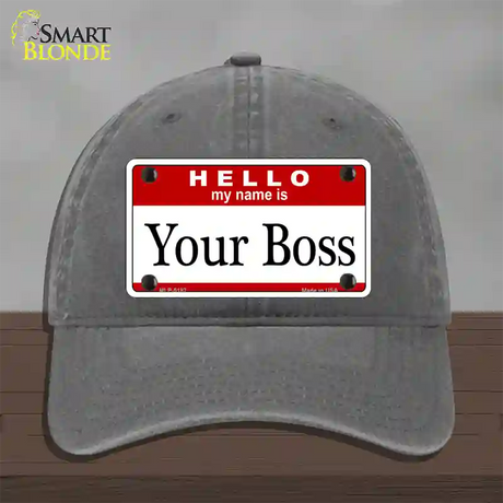 Your Boss Novelty License Plate Hat Unconstructed Cotton / Charcoal