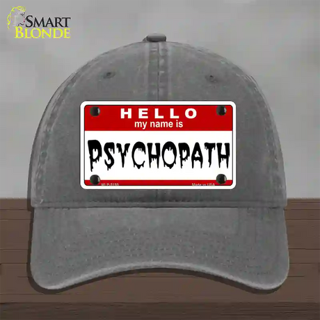 Psychopath Novelty License Plate Hat Unconstructed Cotton / Charcoal