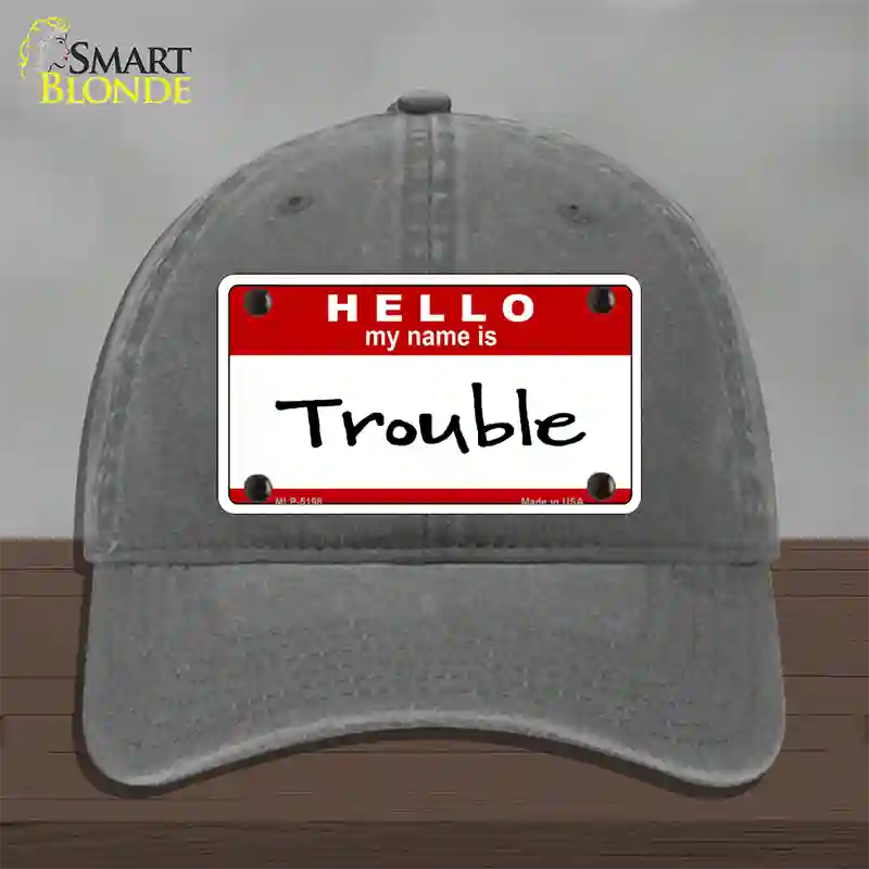 Trouble Novelty License Plate Hat Unconstructed Cotton / Charcoal