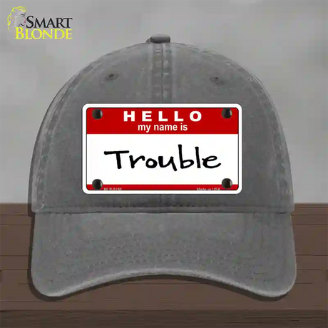 Trouble Novelty License Plate Hat Unconstructed Cotton / Charcoal