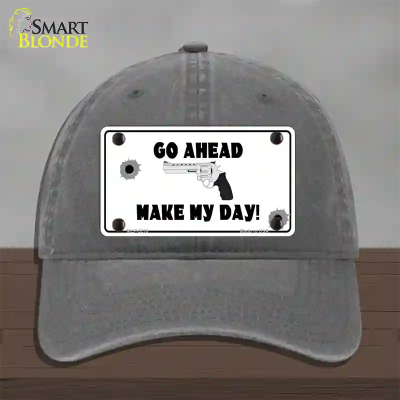 Go Ahead Make My Day Novelty License Plate Hat Unconstructed Cotton / Charcoal