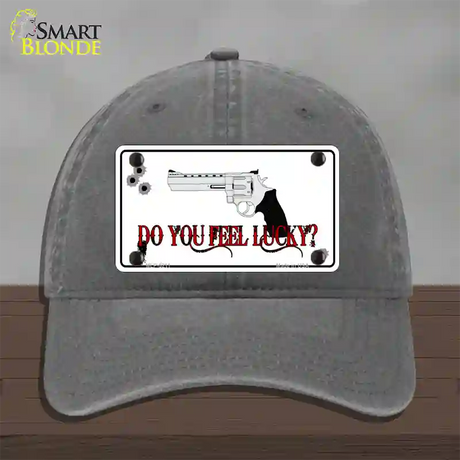 Do You Feel Lucky Novelty License Plate Hat Unconstructed Cotton / Charcoal