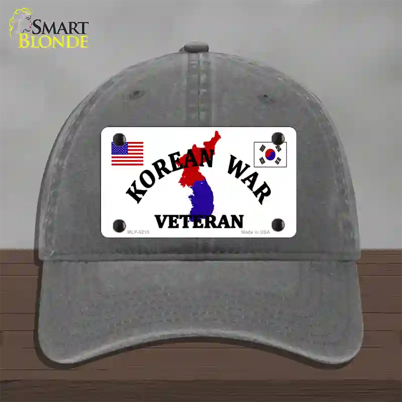 Korean War Veteran Novelty License Plate Hat Unconstructed Cotton / Charcoal