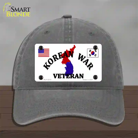 Korean War Veteran Novelty License Plate Hat Unconstructed Cotton / Charcoal