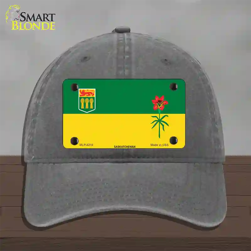 Saskatchewan Flag Novelty License Plate Hat Unconstructed Cotton / Charcoal