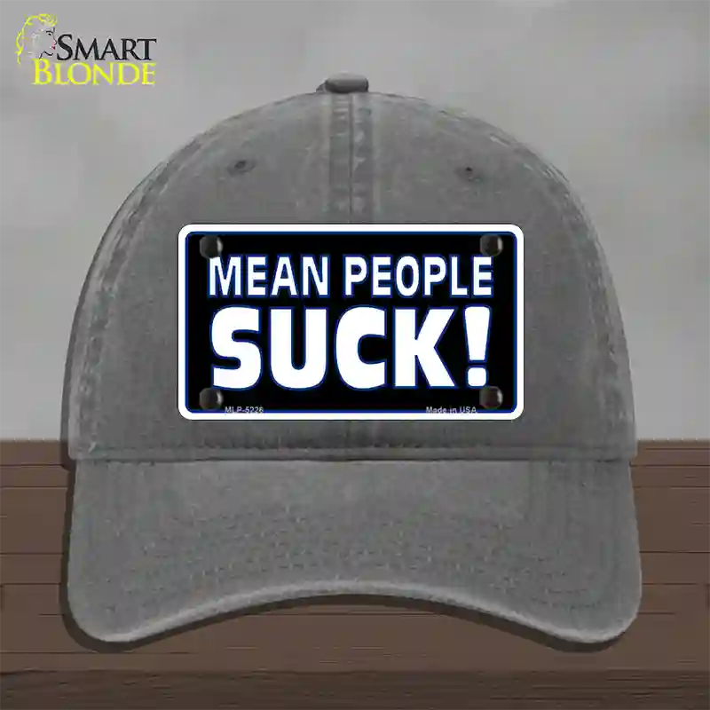 Mean People Suck Novelty License Plate Hat Unconstructed Cotton / Charcoal