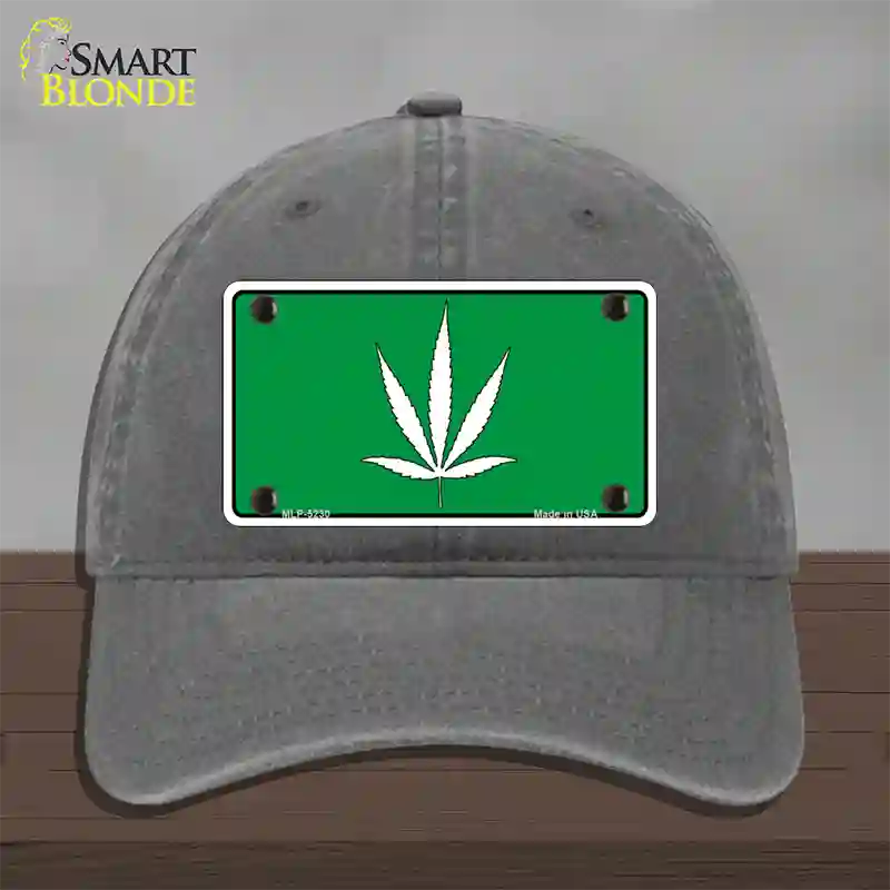 Marijuana Leaf Novelty License Plate Hat Unconstructed Cotton / Charcoal