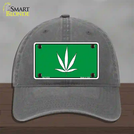 Marijuana Leaf Novelty License Plate Hat Unconstructed Cotton / Charcoal