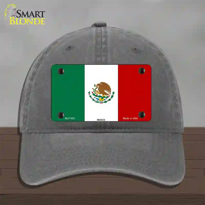 Mexico Country Flag Novelty License Plate Hat Unconstructed Cotton / Charcoal