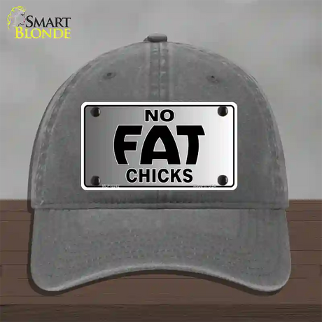 No Fat Chicks Novelty License Plate Hat Unconstructed Cotton / Charcoal