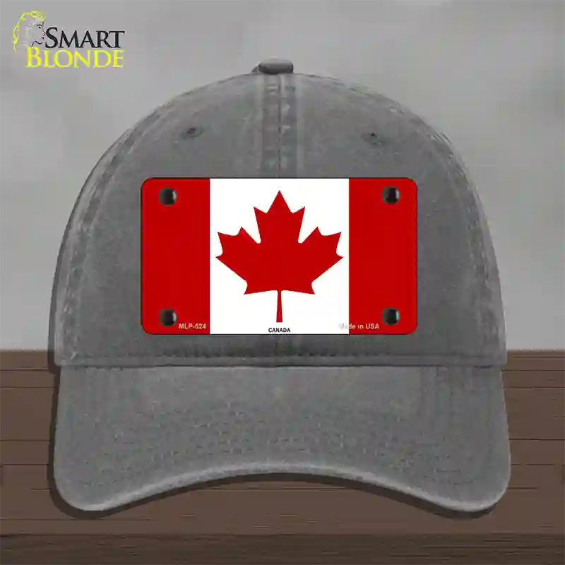 Canadian Flag Novelty License Plate Hat Unconstructed Cotton / Charcoal