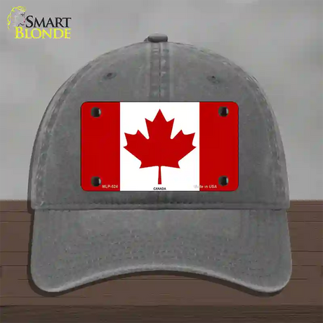 Canadian Flag Novelty License Plate Hat Unconstructed Cotton / Charcoal