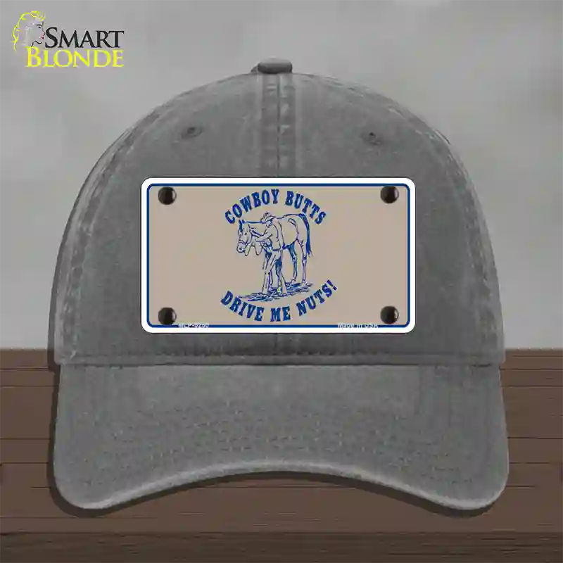 Cowboy Butts Novelty License Plate Hat Unconstructed Cotton / Charcoal