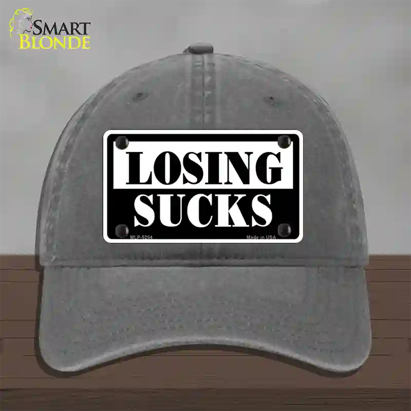 Losing Sucks Novelty License Plate Hat Unconstructed Cotton / Charcoal