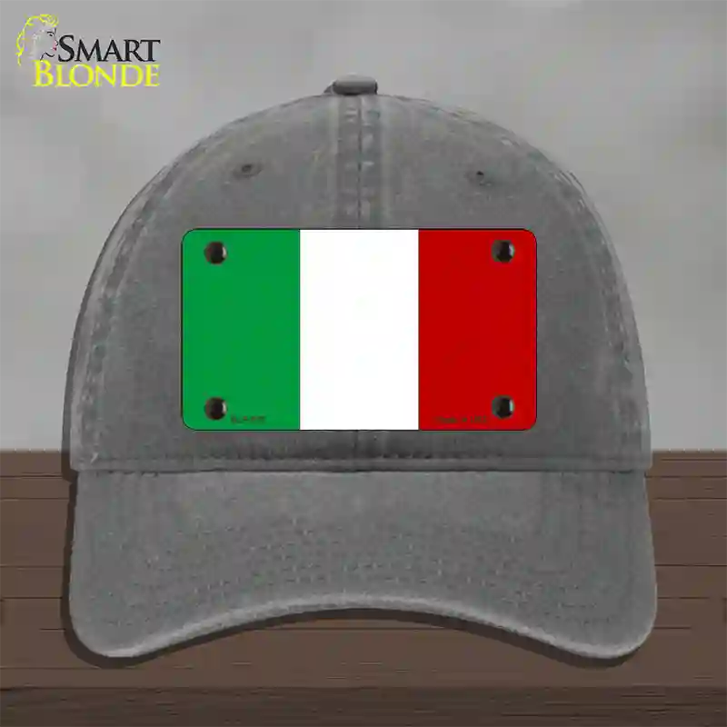 Italy Flag Novelty License Plate Hat Unconstructed Cotton / Charcoal