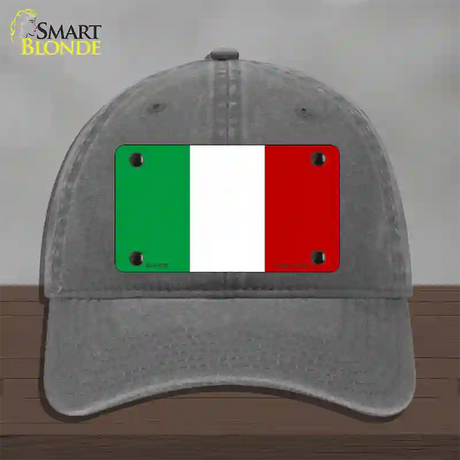 Italy Flag Novelty License Plate Hat Unconstructed Cotton / Charcoal