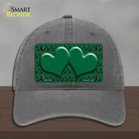 Green Black Anchor Green Heart Center Novelty License Plate Hat Unconstructed Cotton / Charcoal