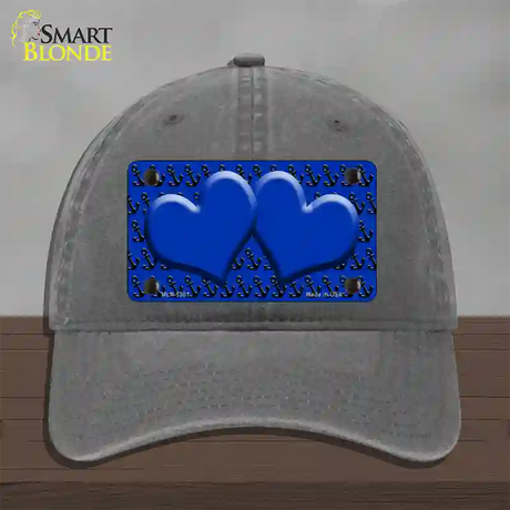 Blue Black Anchor Blue Heart CenterNovelty License Plate Hat Unconstructed Cotton / Charcoal