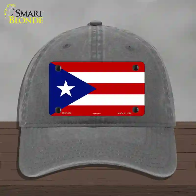 Puerto Rico Flag Novelty License Plate Hat Unconstructed Cotton / Charcoal