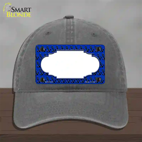 Blue Black Anchor Scallop Center Novelty License Plate Hat Unconstructed Cotton / Charcoal