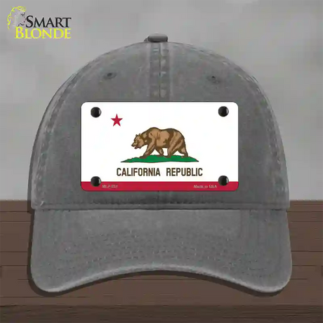 California State Flag Novelty License Plate Hat Unconstructed Cotton / Charcoal