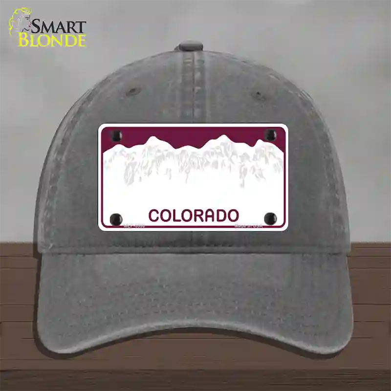 Colorado State Blank Novelty License Plate Hat Unconstructed Cotton / Charcoal