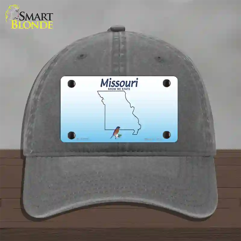Missouri Show Me Blank Novelty License Plate Hat Unconstructed Cotton / Charcoal