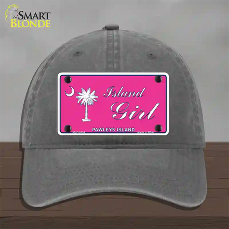 Island Girl Pink Novelty License Plate Hat Unconstructed Cotton / Charcoal