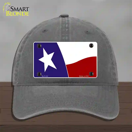 Texas State Flag Waving Novelty License Plate Hat Unconstructed Cotton / Charcoal