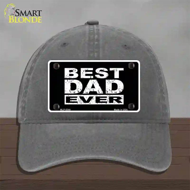 Best Dad Ever Novelty License Plate Hat Unconstructed Cotton / Charcoal