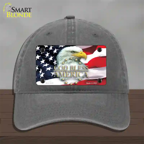 God Bless America Eagle Novelty License Plate Hat Unconstructed Cotton / Charcoal