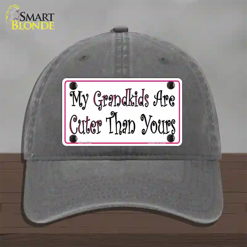 My Grandkids Are Cuter Novelty License Plate Hat Unconstructed Cotton / Charcoal