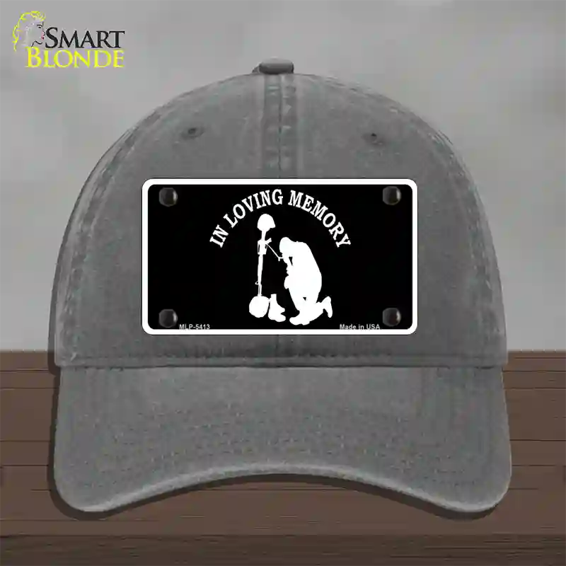 In Loving Memory Kneeling Novelty License Plate Hat Unconstructed Cotton / Charcoal