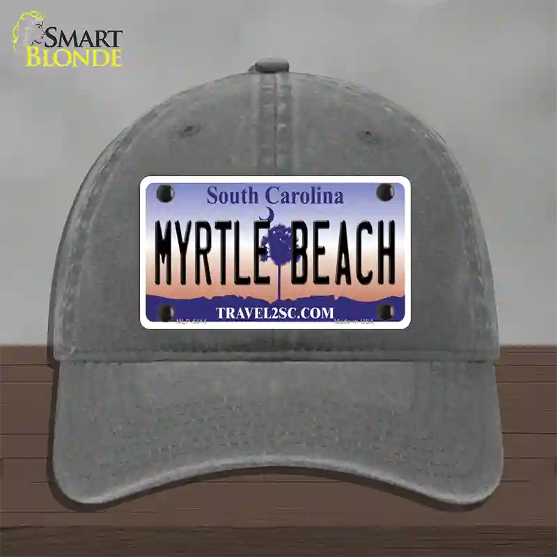 Myrtle Beach South Carolina Novelty License Plate Hat Unconstructed Cotton / Charcoal