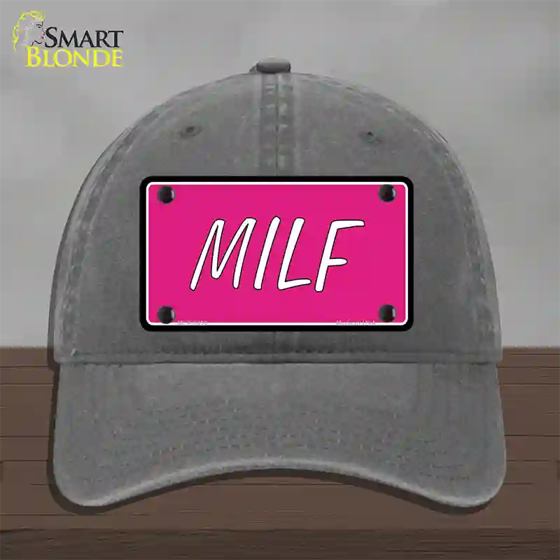 M.I.L.F Pink Novelty License Plate Hat Unconstructed Cotton / Charcoal