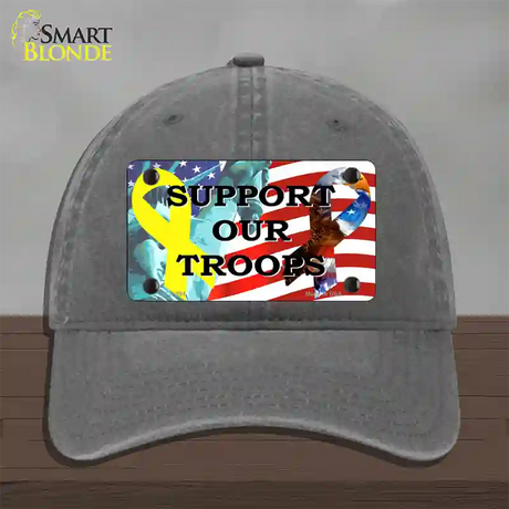 Support Our Troops Ribbon Novelty License Plate Hat Unconstructed Cotton / Charcoal