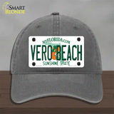 Vero Beach Florida Novelty License Plate Hat Unconstructed Cotton / Charcoal