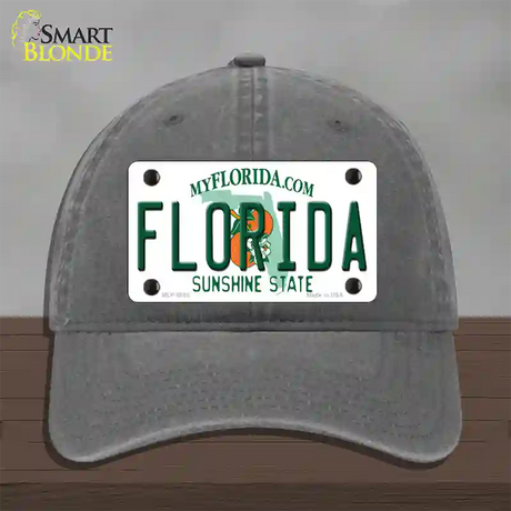 Florida Sunshine State Novelty License Plate Hat Unconstructed Cotton / Charcoal