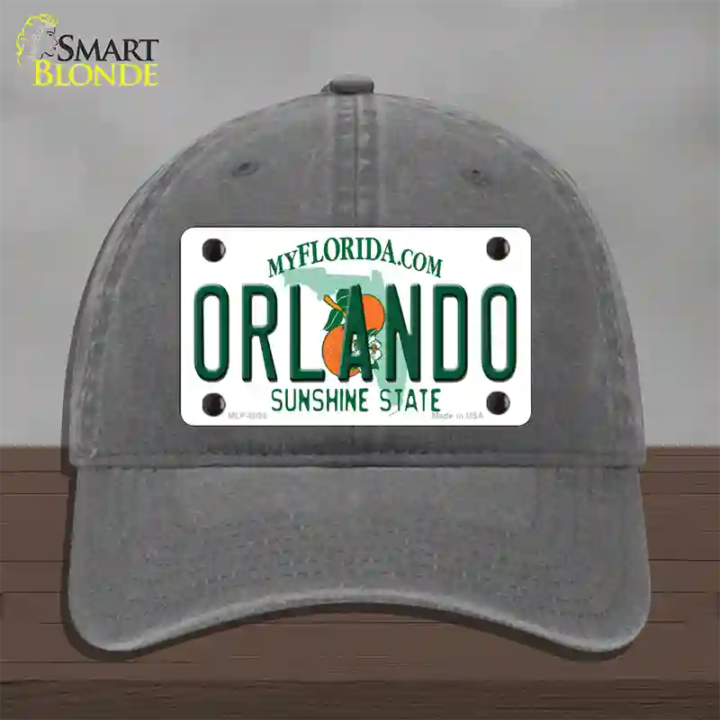 Orlando Florida Novelty License Plate Hat Unconstructed Cotton / Charcoal