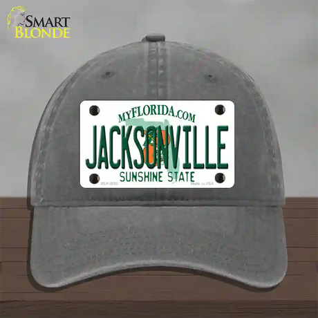 Jacksonville Florida Novelty License Plate Hat Unconstructed Cotton / Charcoal