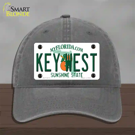 Key West Florida Novelty License Plate Hat Unconstructed Cotton / Charcoal