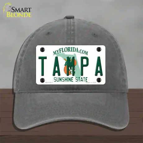 Tampa Florida Novelty License Plate Hat Unconstructed Cotton / Charcoal