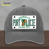 Port St Lucie Florida Novelty License Plate Hat Unconstructed Cotton / Charcoal