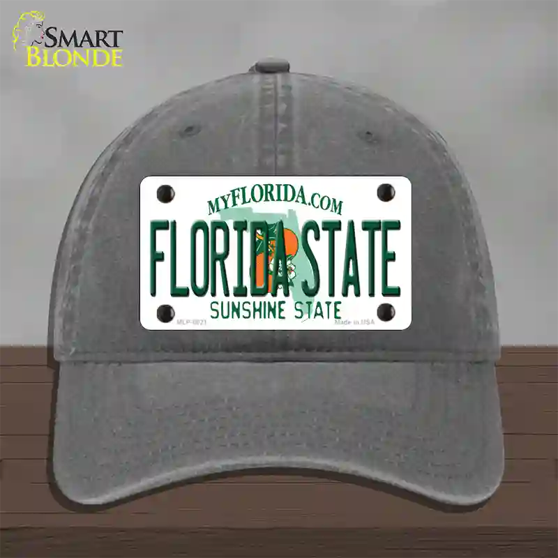 Florida State Univ Novelty License Plate Hat Unconstructed Cotton / Charcoal